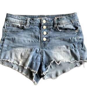 Wild Blue High Rise Button Fly Distressed Denim Shorts Size 7